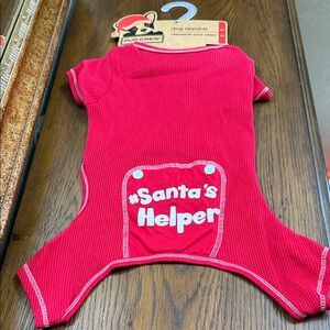 Pup Crew Red Santa’s Helper pajamas with trap door look.  Size M.